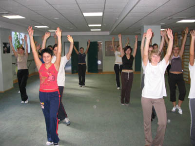 Students waving their arms