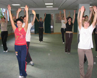 Students waving their arms